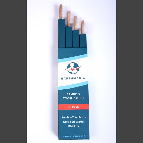 EARTHMANIA Other - PREMIUM BAMBOO TOOTHBRUSHES - Box of 4 EARTHMANIA